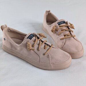 Sperry Pink Canvas Top Sider Crest Leather Lace Sneakers